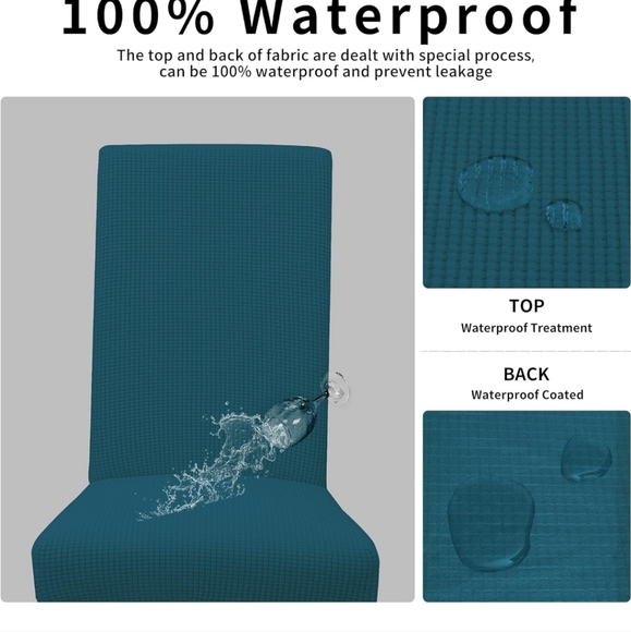 NEW Easy-Going 100% Waterproof Dining Room Chair Cover Set of 4, peacock blue - Picture 8 of 9